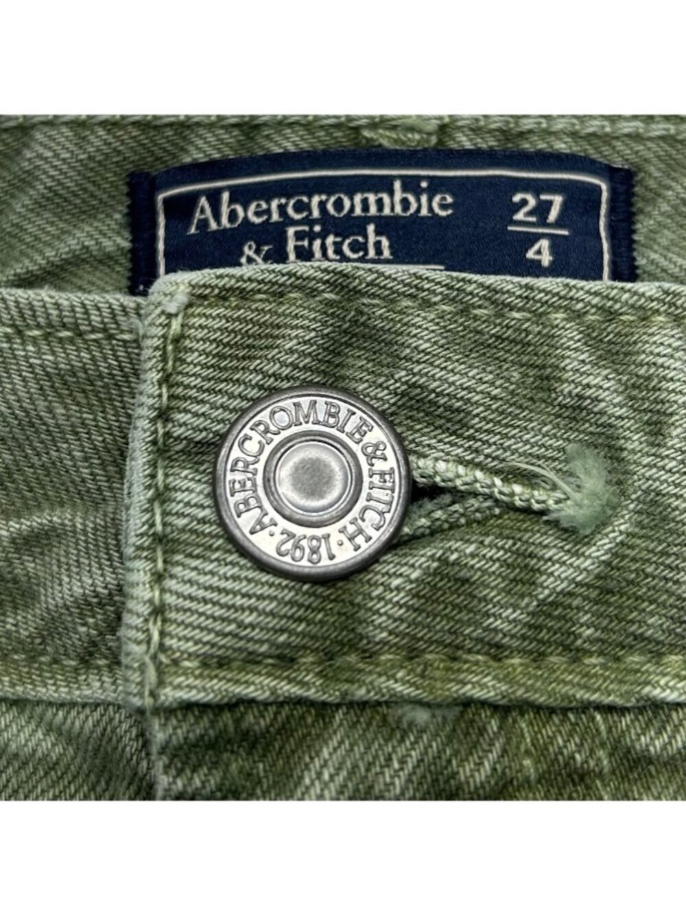 Abercrombie & Fitch Annie High Rise Women's 4/27 Olive Raw Hem Logo - Picture 8 of 15